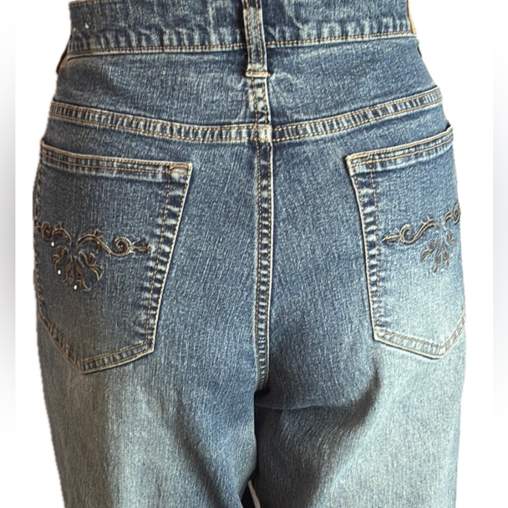 Classic Blue Boot Cut Leg Jeans with Contrast Stitching